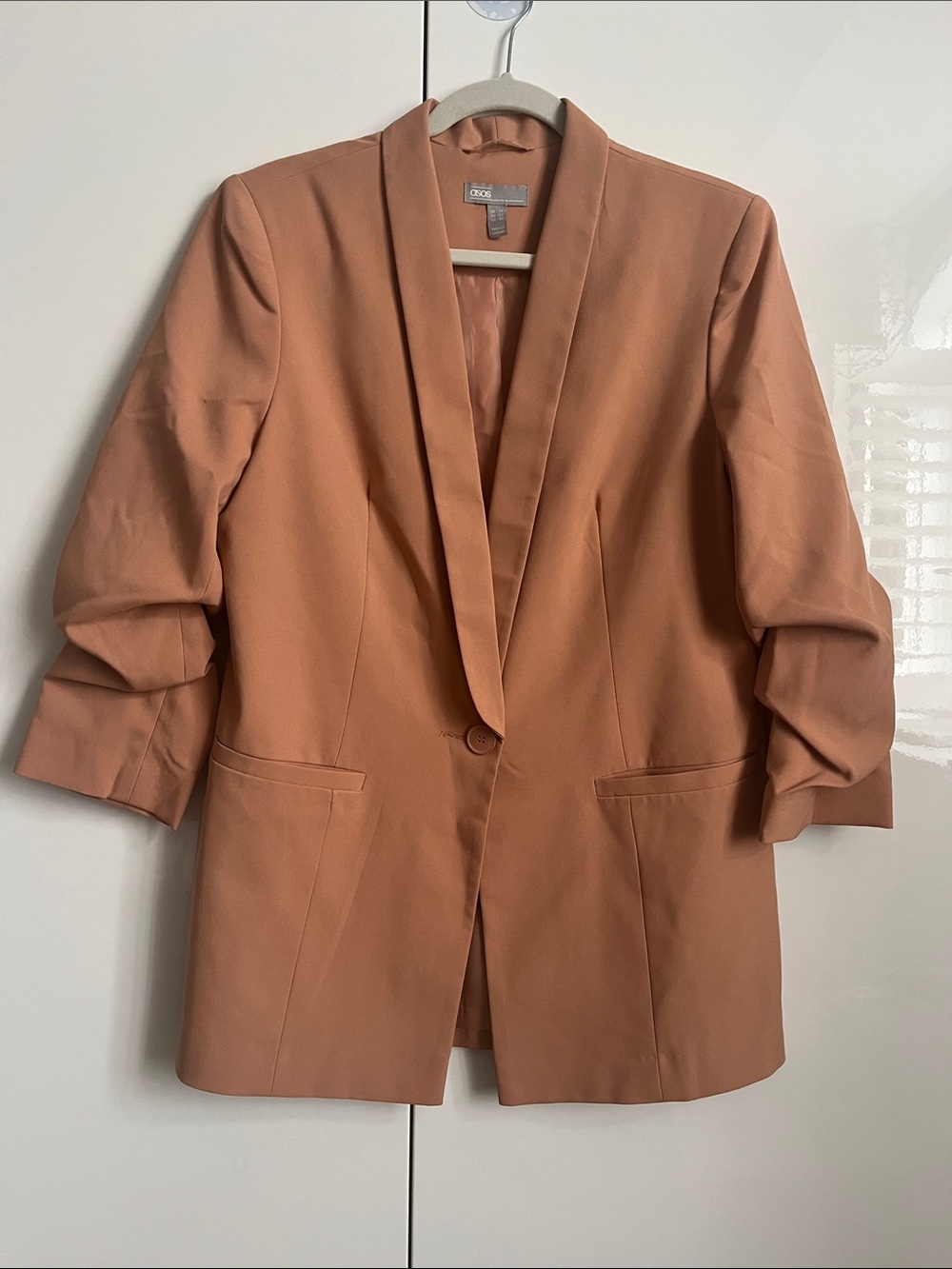NWOT ASOS Single Button Blazer in Dusty Peachy Orange Lined, Size 10